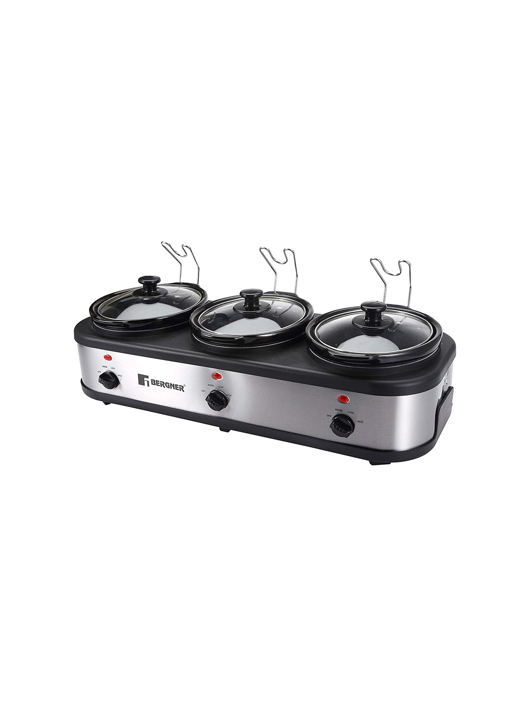 

BERGNER Supreme Stainless Steel Electric Slow Cooker 320W 1.5 Ltr with Recipe Book, Grey