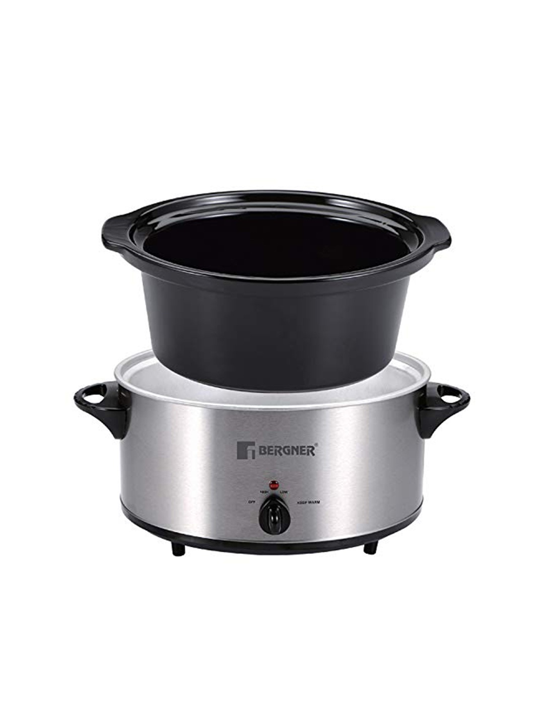 

BERGNER Grey Stainless Steel 320 W Electric Slow Cooker With Recipe Book 6 Liter