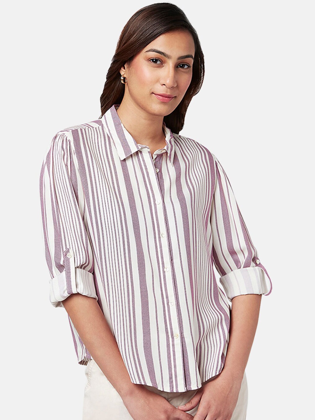 

Honey by Pantaloons Striped Casual Shirt, Purple