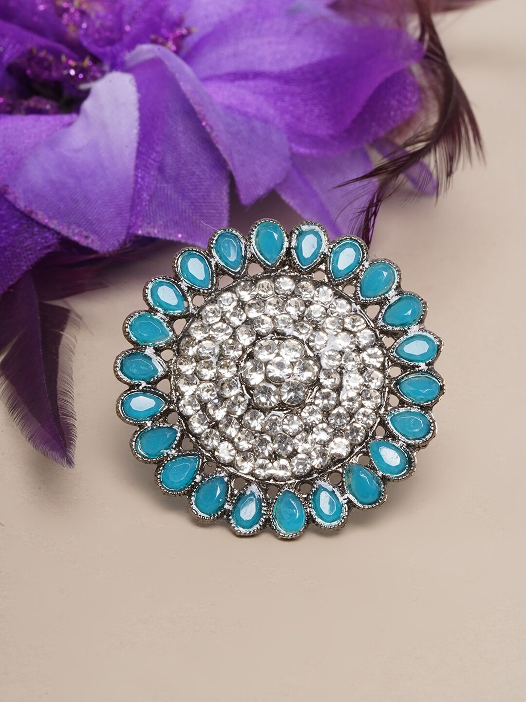 

Anouk Silver Plated Kundan-Studded Finger Ring
