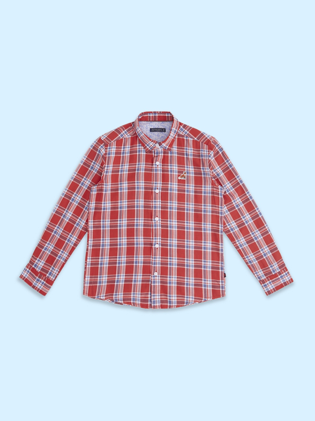 

Pantaloons Junior Boys Tartan Checks Casual Cotton Shirt, Red