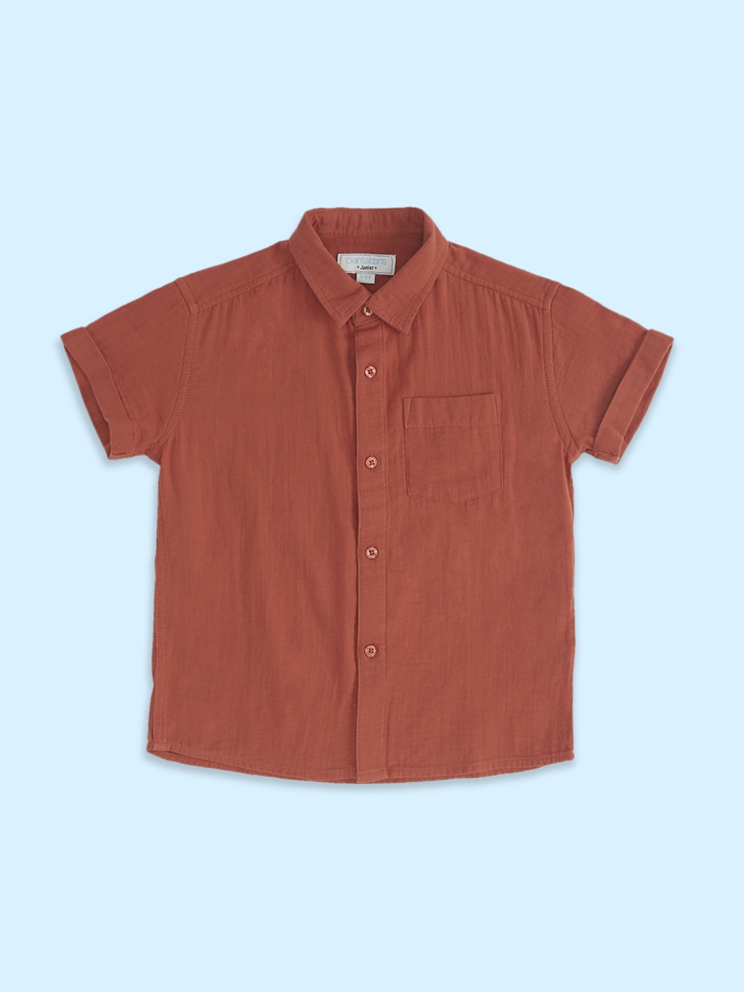 

Pantaloons Junior Boys Casual Cotton Shirt, Rust