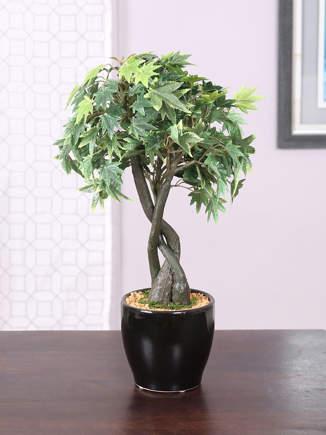 

Fourwalls Artificial Japanese Maple Bonsai Plant (233 Leafs, 39 cm, Mixed Material, Green), Black