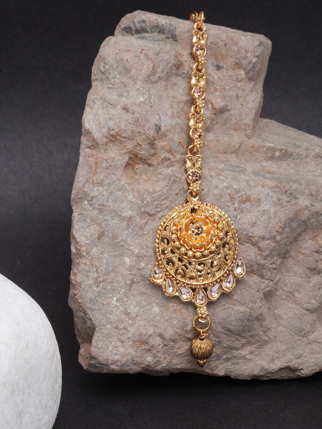 

Anouk Gold-Plated Kundan Studded Maang Tikka