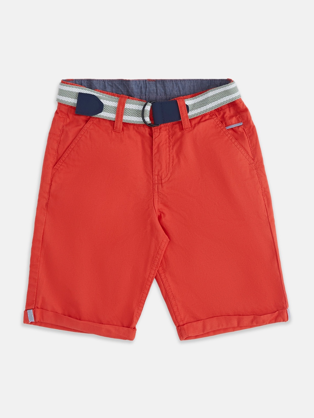 

Pantaloons Junior Boys Cotton Regular Fit Chino Shorts, Red