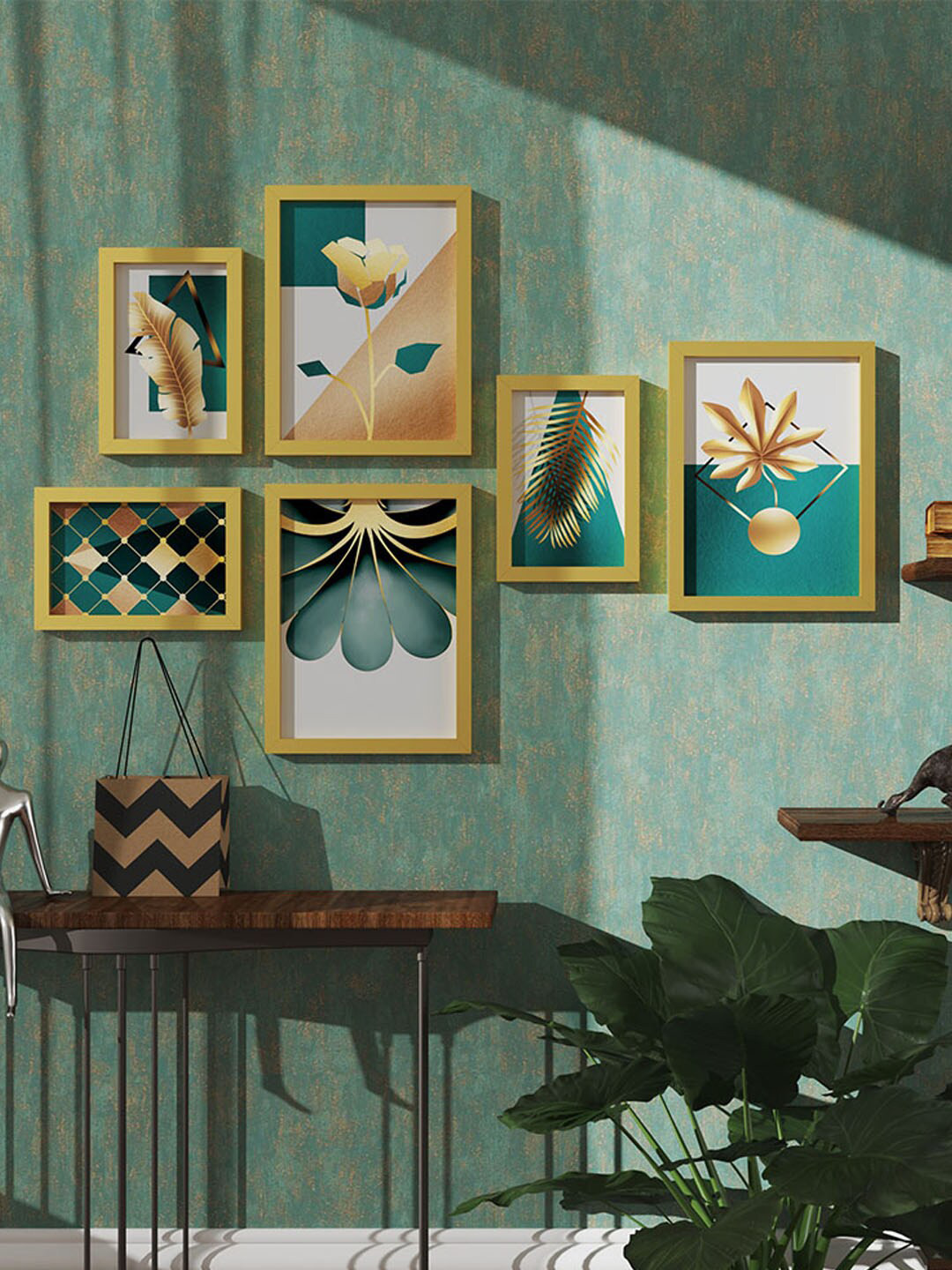 

Art Street White & Green 6 Pieces Abstract Painted Wall Arts