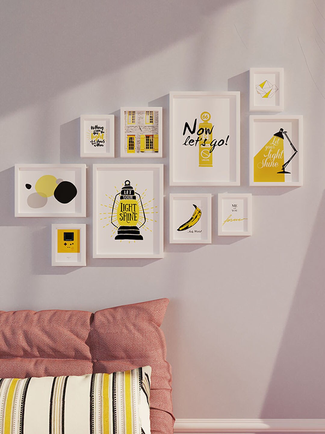 

Art Street White & Yellow 10 Pieces Abstract Painting Wall Arts