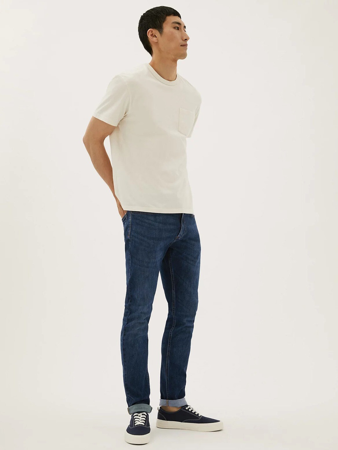 

Marks & Spencer Light Fade Slim Fit Cotton Jeans, Navy blue