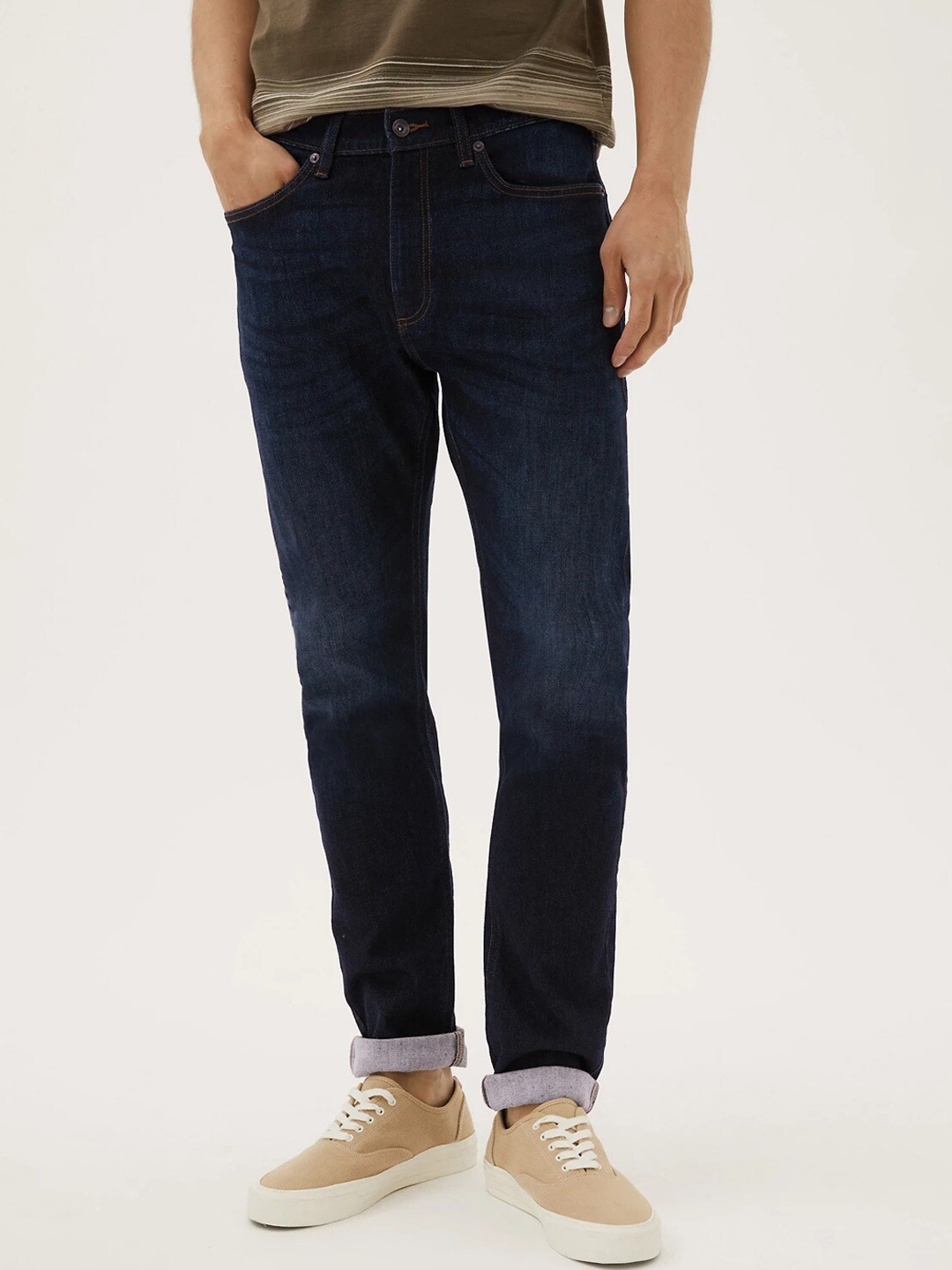 

Marks & Spencer Men Slim Fit Cotton Jeans, Navy blue