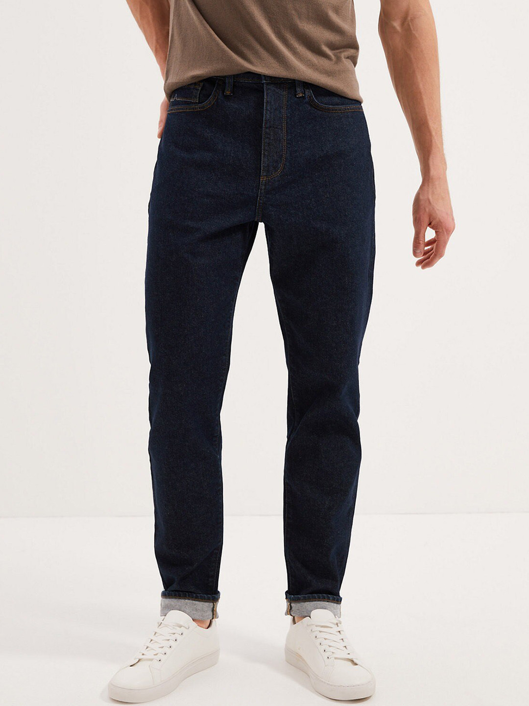 

Marks & Spencer Men Mid-Rise Tapered Fit Jeans, Navy blue
