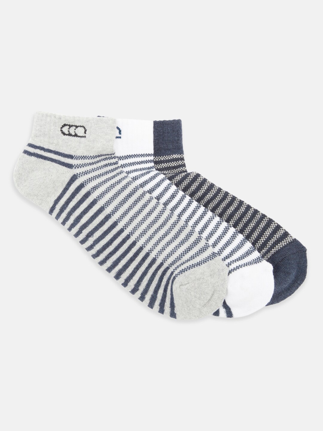 

Ajile by Pantaloons Men Pack Of 3 Cotton Striped Ribbed Ankle-Length Socks, Grey