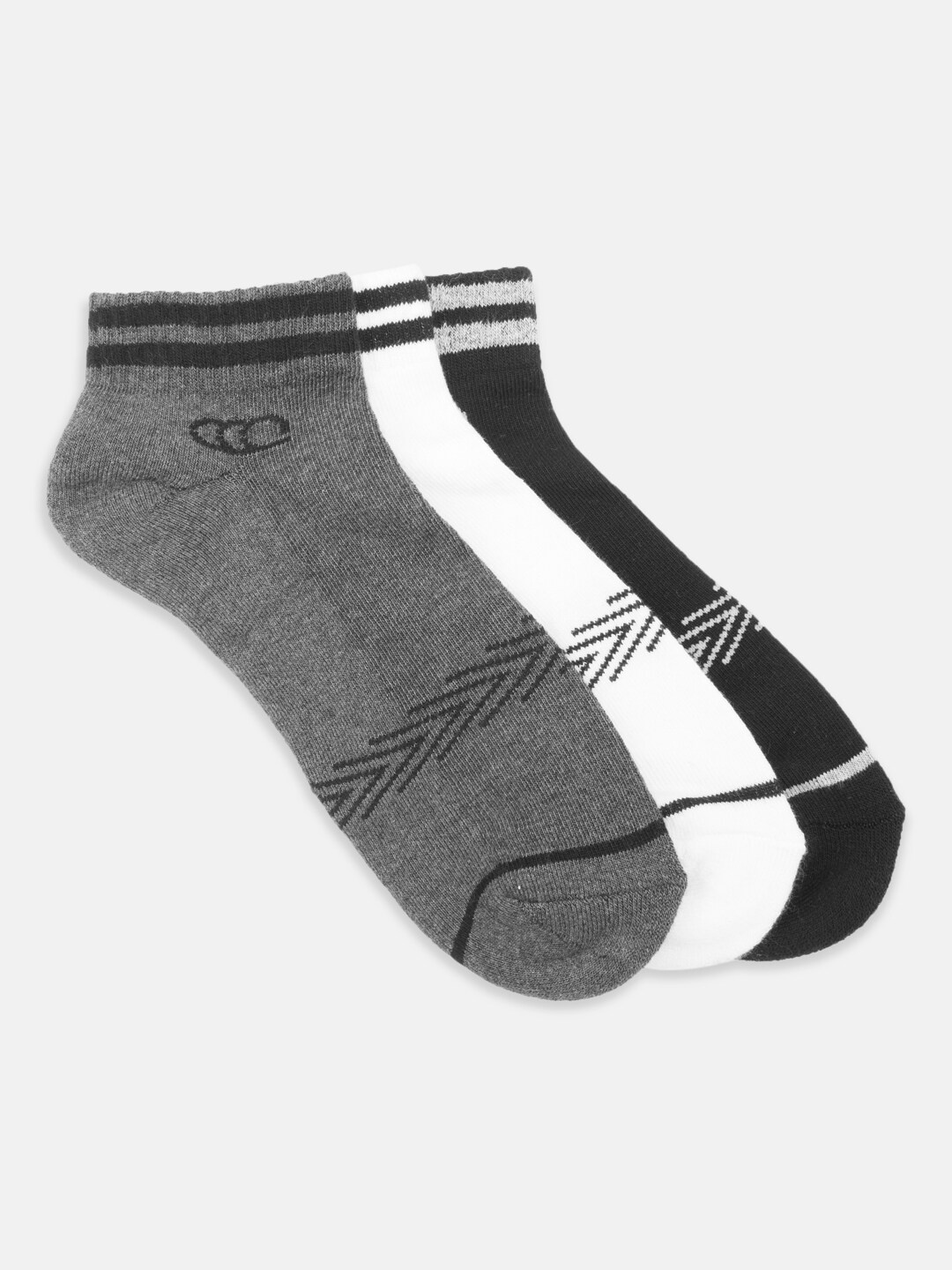 

Ajile by Pantaloons Men Pack Of 3 Cotton Patterned Ankle-Length Socks, Grey