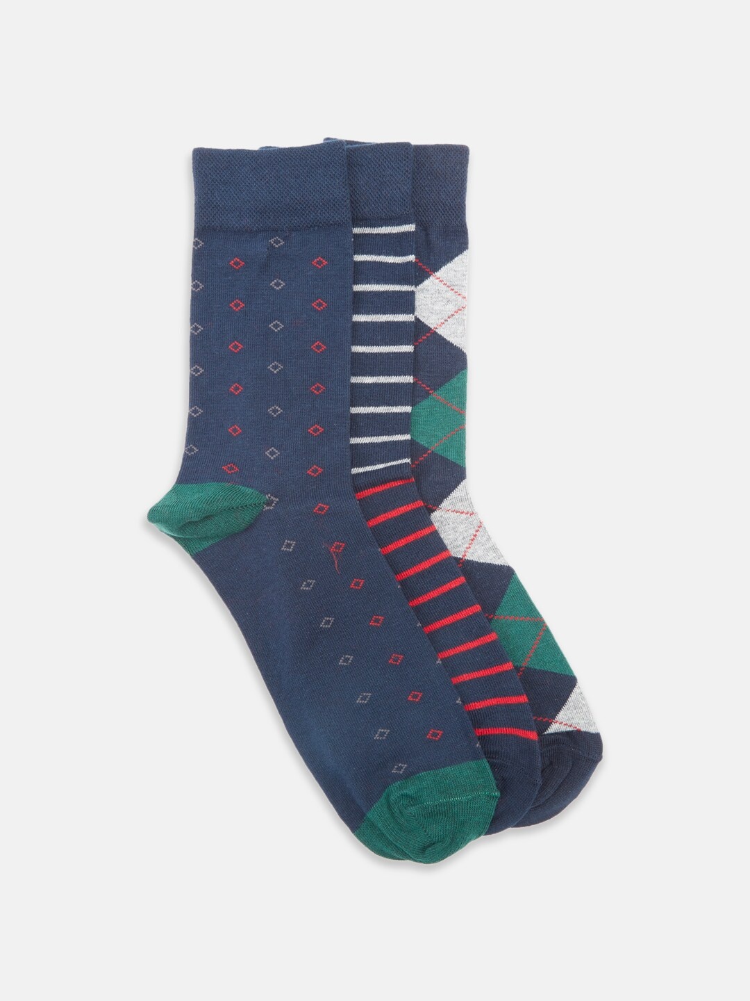 

BYFORD by Pantaloons Men Pack of 3 Assorted Cotton Patterned Calf Length Socks