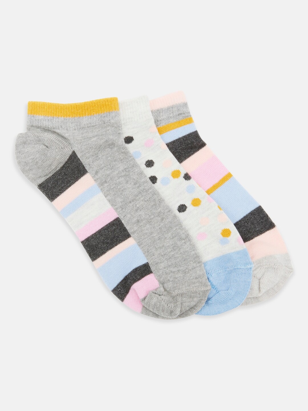 

Honey by Pantaloons Women Pack Of 3 Patterned Cotton Socks, Grey