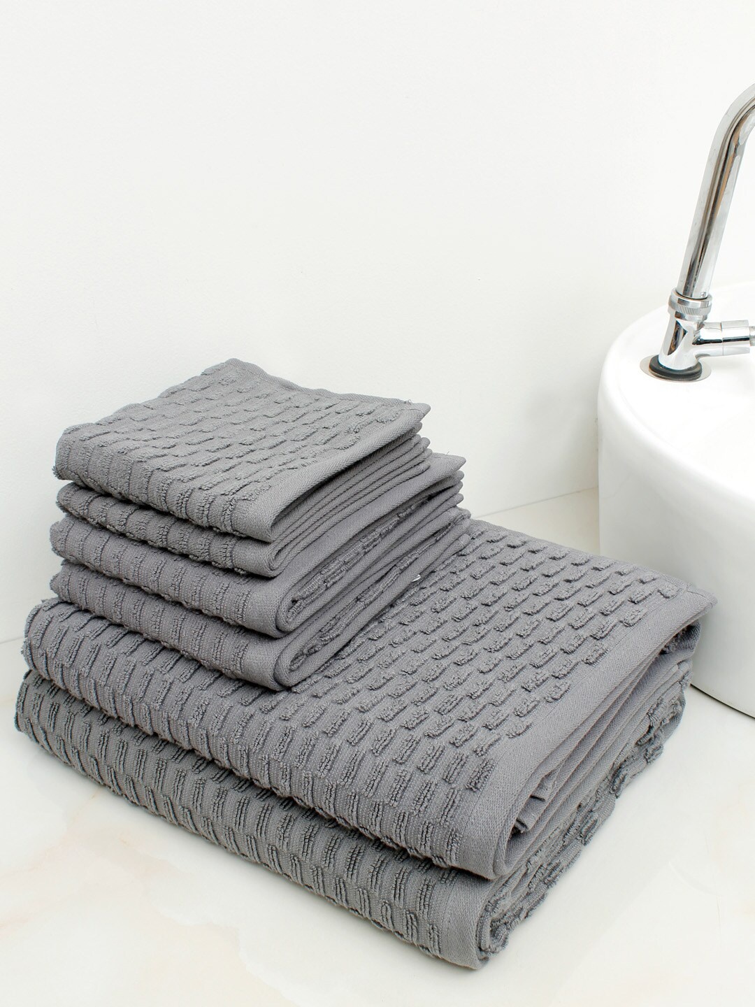 

AVI Living 6 Pcs 500 GSM Quick Dry Pure Cotton Towel Set, Grey