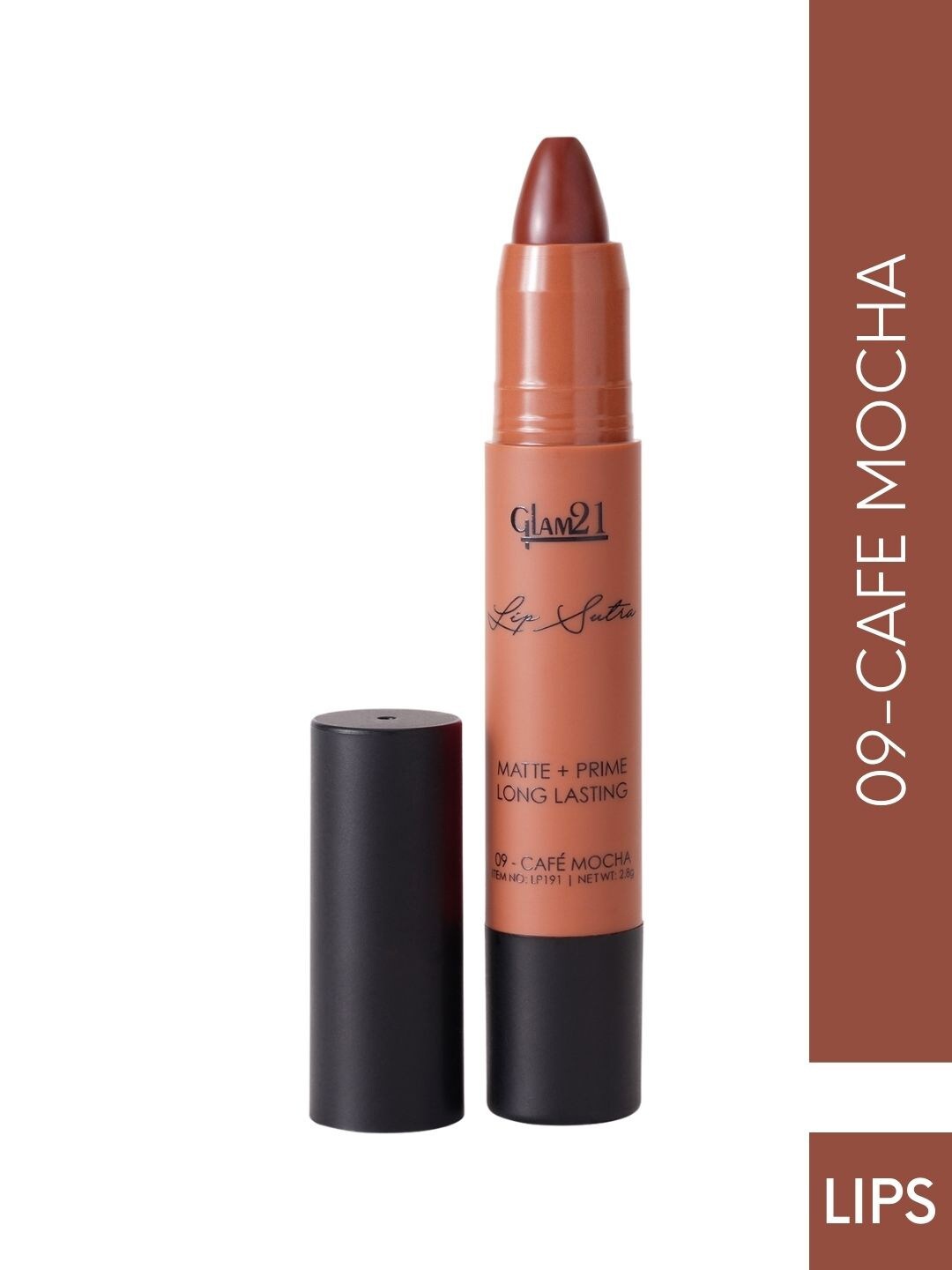 

GLAM21 Lip Sutra Non-Transfer Crayon Lipstick 2.8 g- Caf Mocha 09, Coffee brown