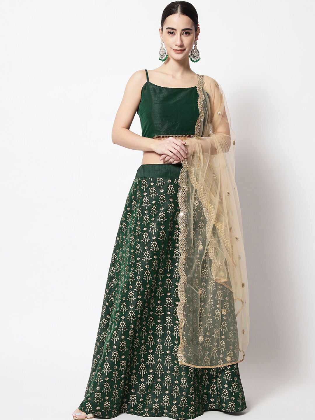 

studio rasa Ready to Wear Lehenga & Blouse With Dupatta, Green
