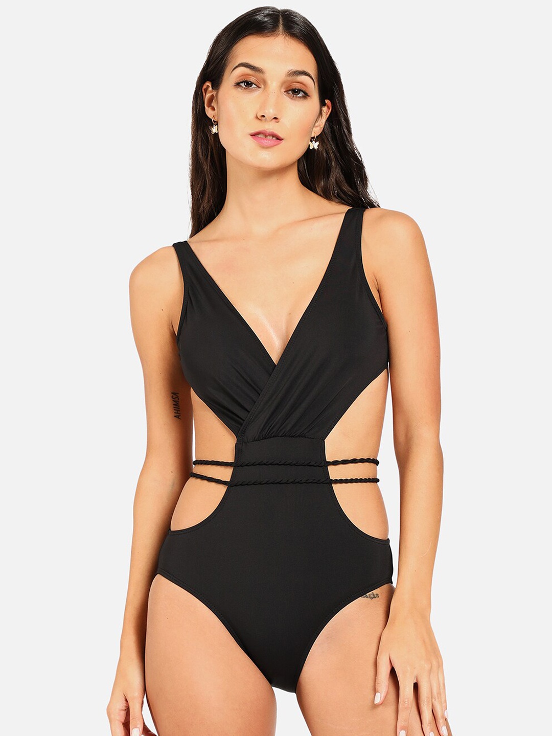 

HAUTE SAUCE by Campus Sutra Women Cut-Out Bodysuit, Black