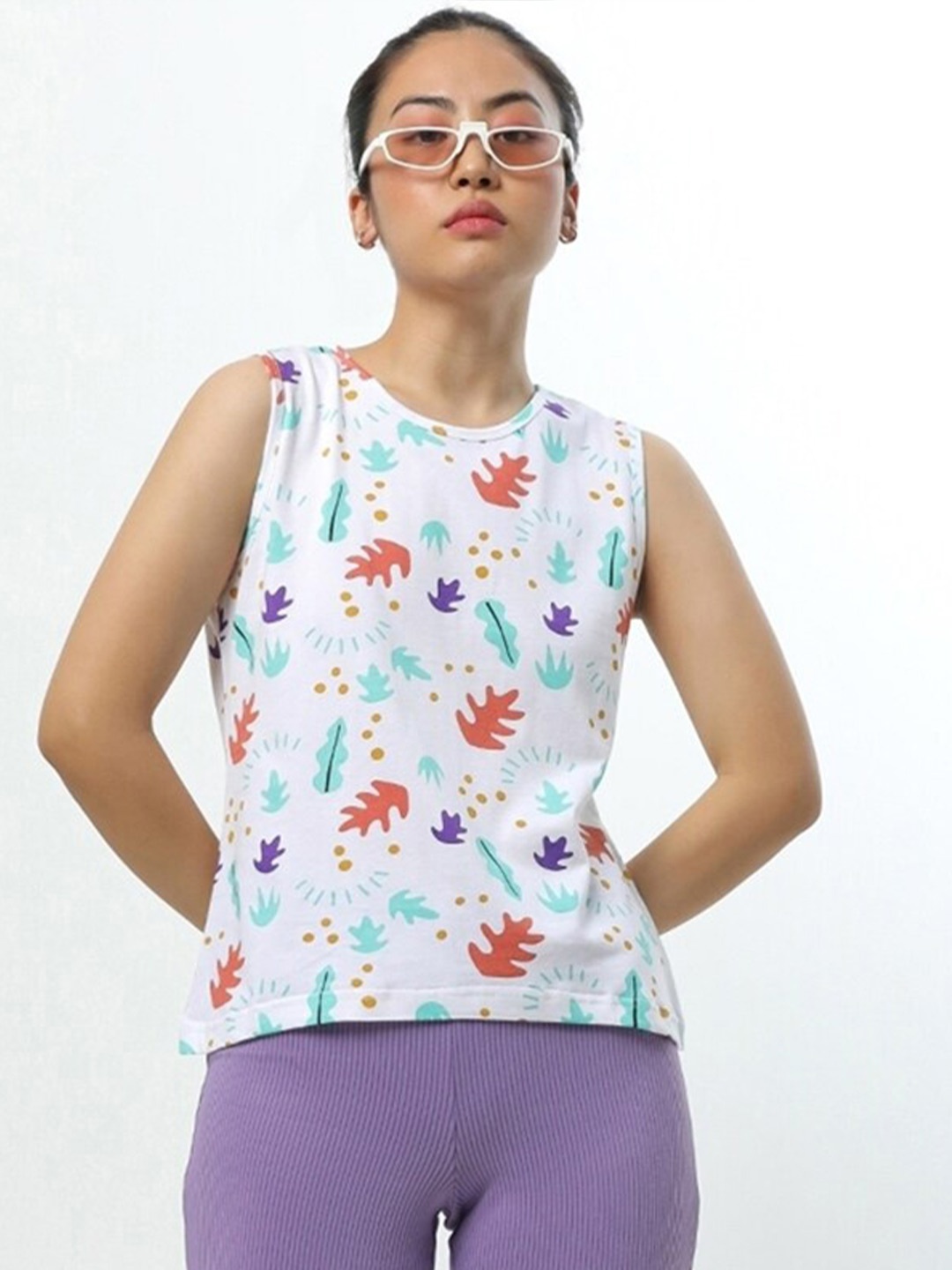 

Bewakoof Conversational Printed Cotton Tank Top, White