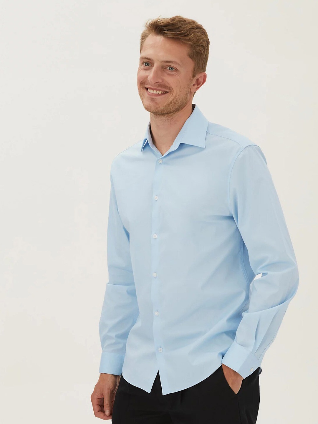 

Marks & Spencer Men Casual Cotton Shirt, Blue