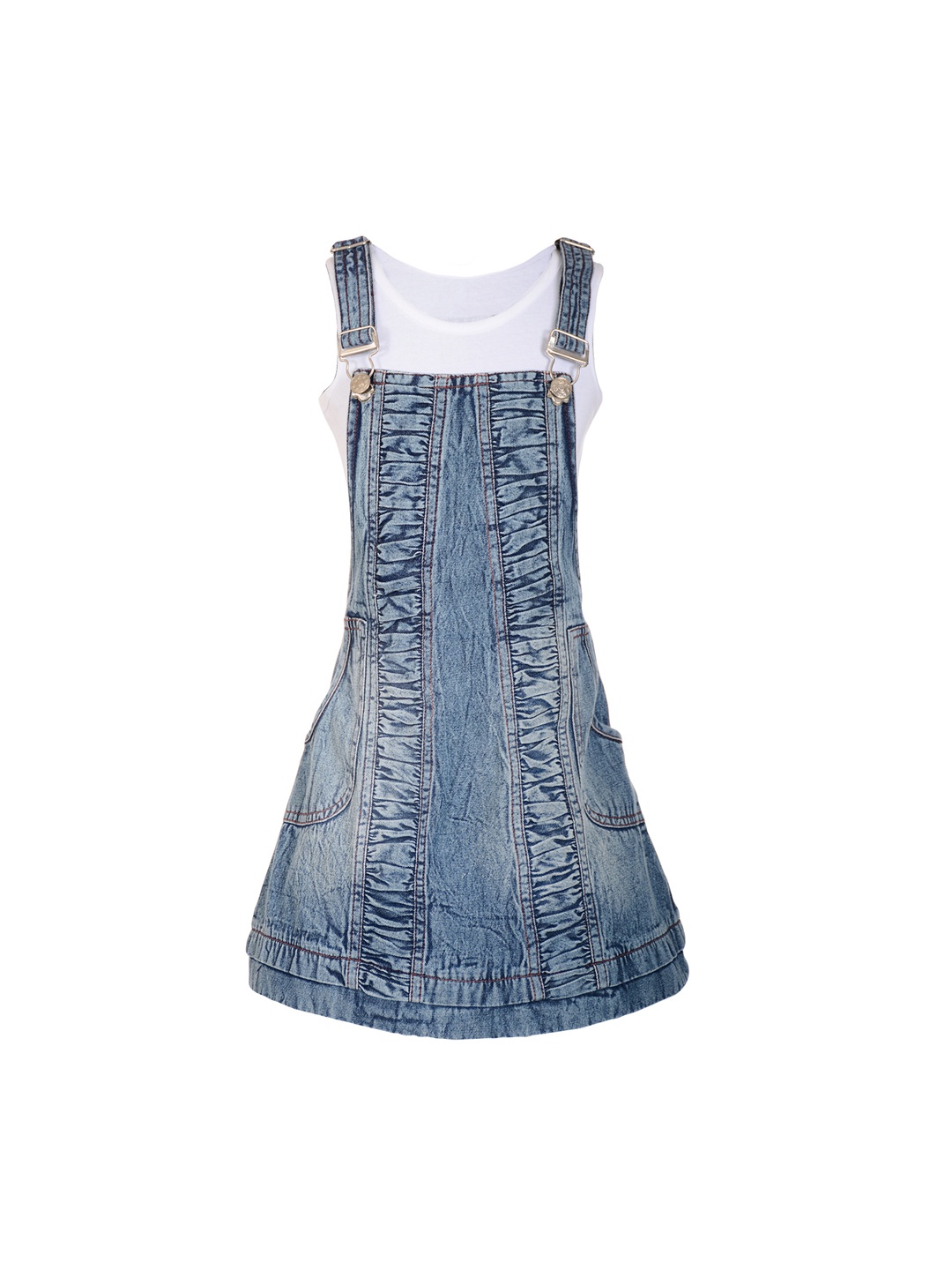 

naughty ninos Girls Blue Solid Pinafore Dress