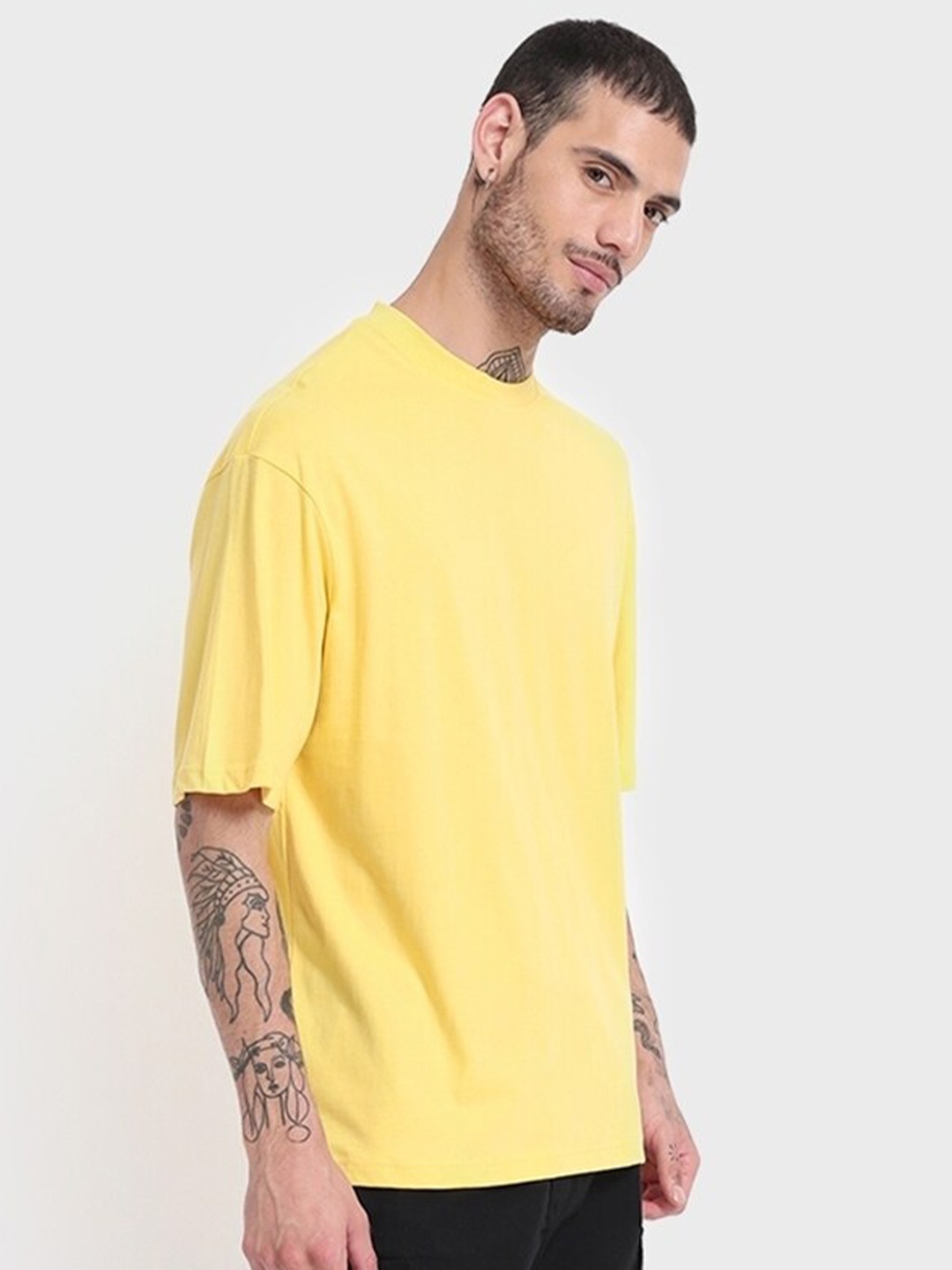 

Bewakoof Men Drop Shoulder Oversize Cotton T-shirt, Yellow