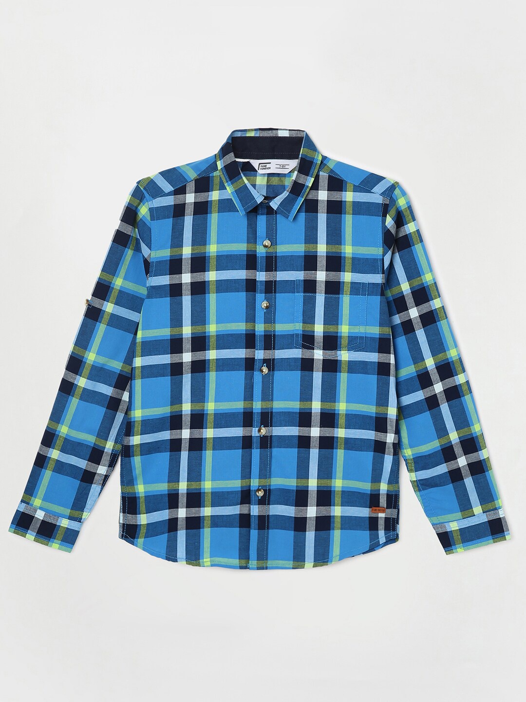 

Fame Forever by Lifestyle Boys Slim Fit Tartan Checks Casual Cotton Shirt, Blue