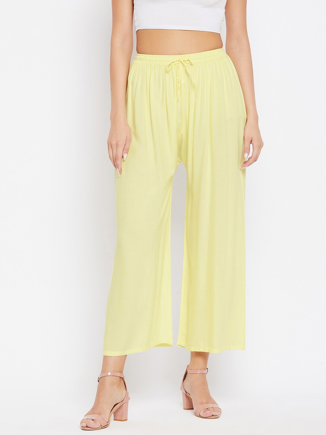 

Clora Creation Women Mid-Rise Palazzos, Yellow