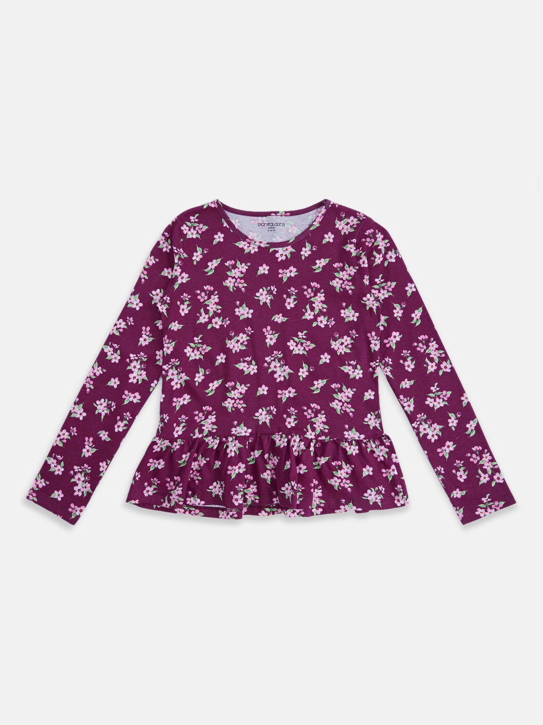 

Pantaloons Junior Girls Floral Printed Peplum Top, Purple