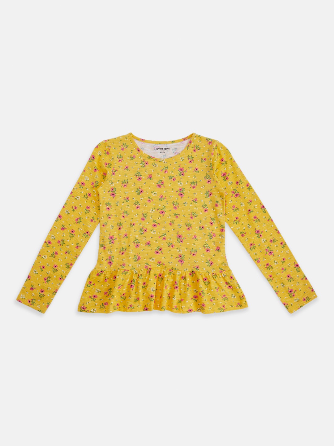 

Pantaloons Junior Girls Floral Print Peplum Top, Yellow
