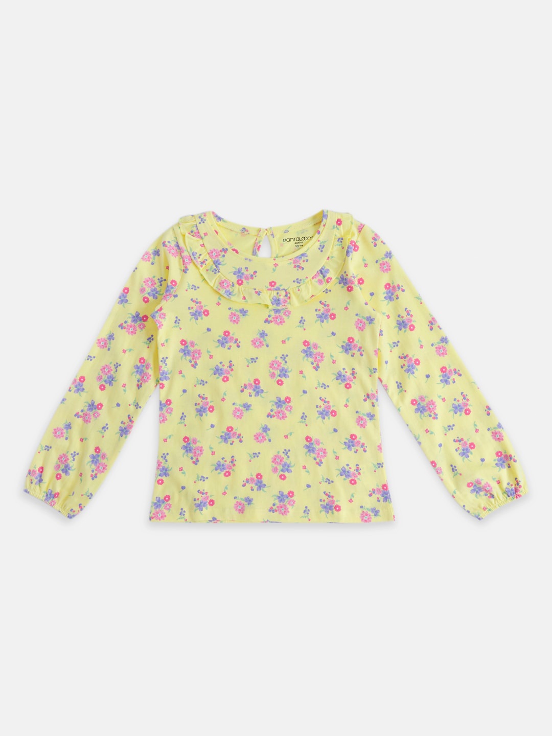 

Pantaloons Junior Floral Printed Ruffles Cotton Top, Yellow
