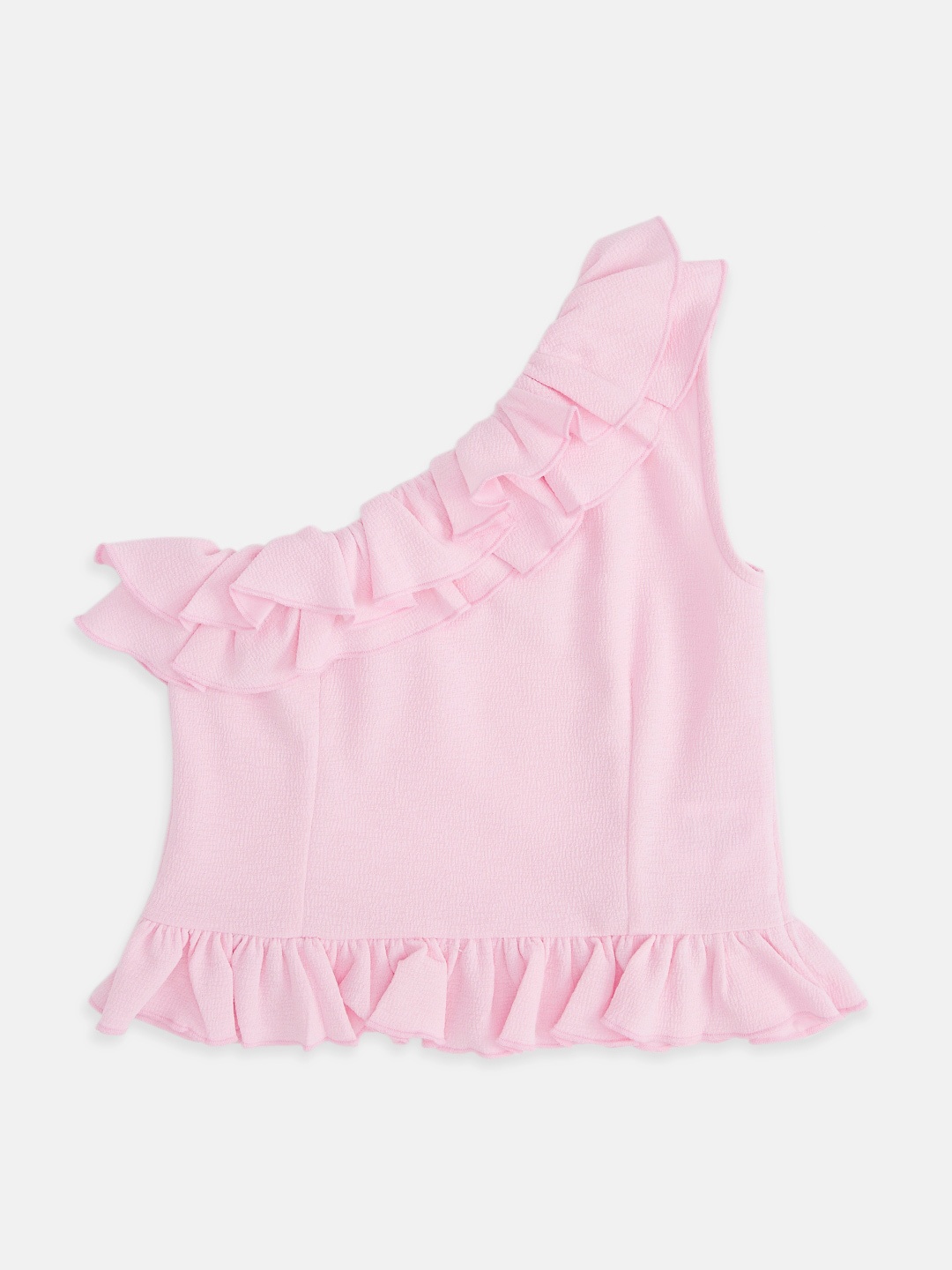 

Pantaloons Junior Girls One Shoulder Ruffled Cotton Crop Top, Pink