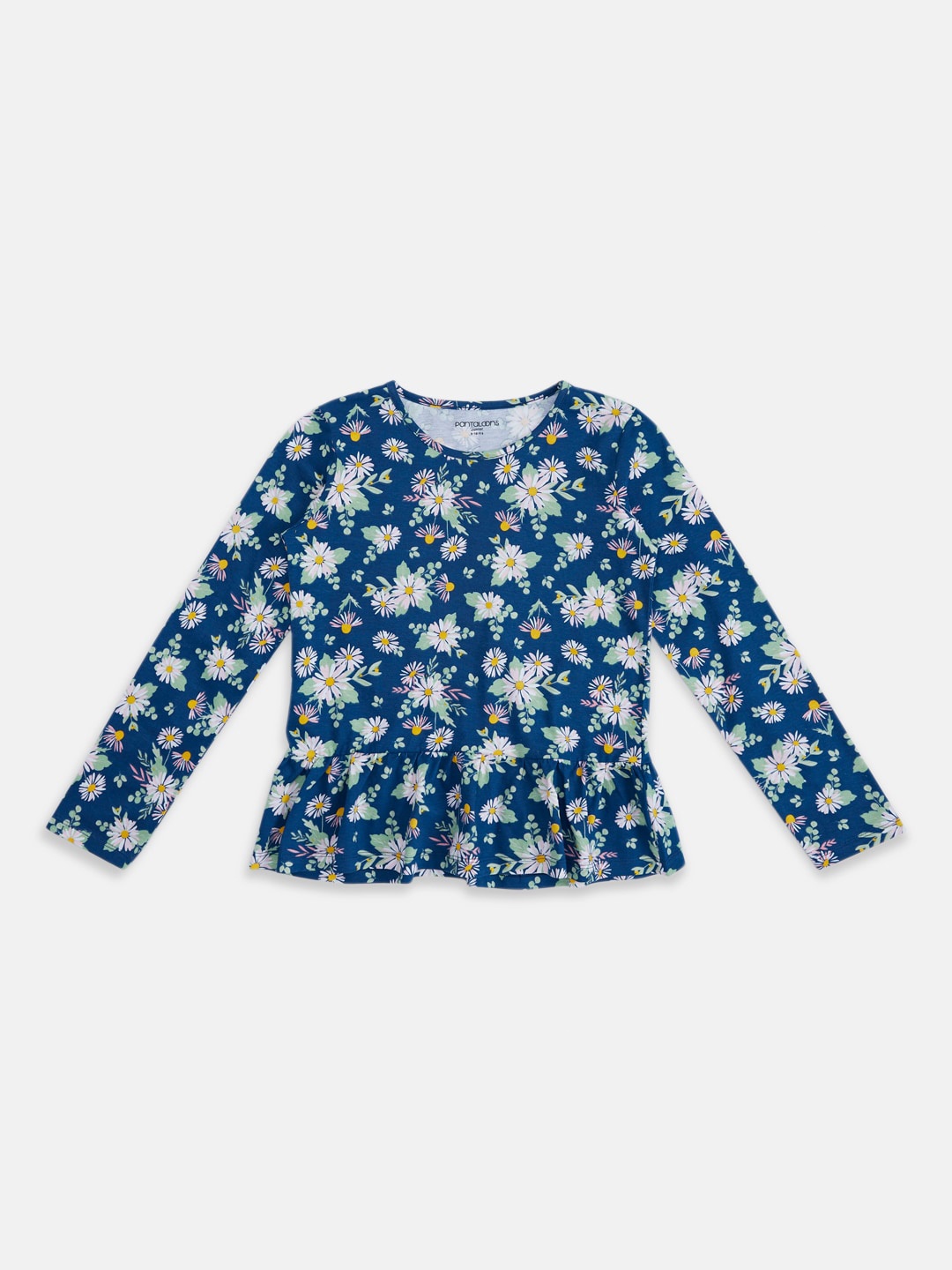 

Pantaloons Junior Floral Print Peplum Cotton Top, Blue