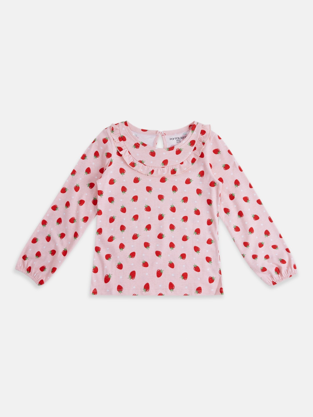 

Pantaloons Junior Girls Print Ruffles Cotton Top, Pink