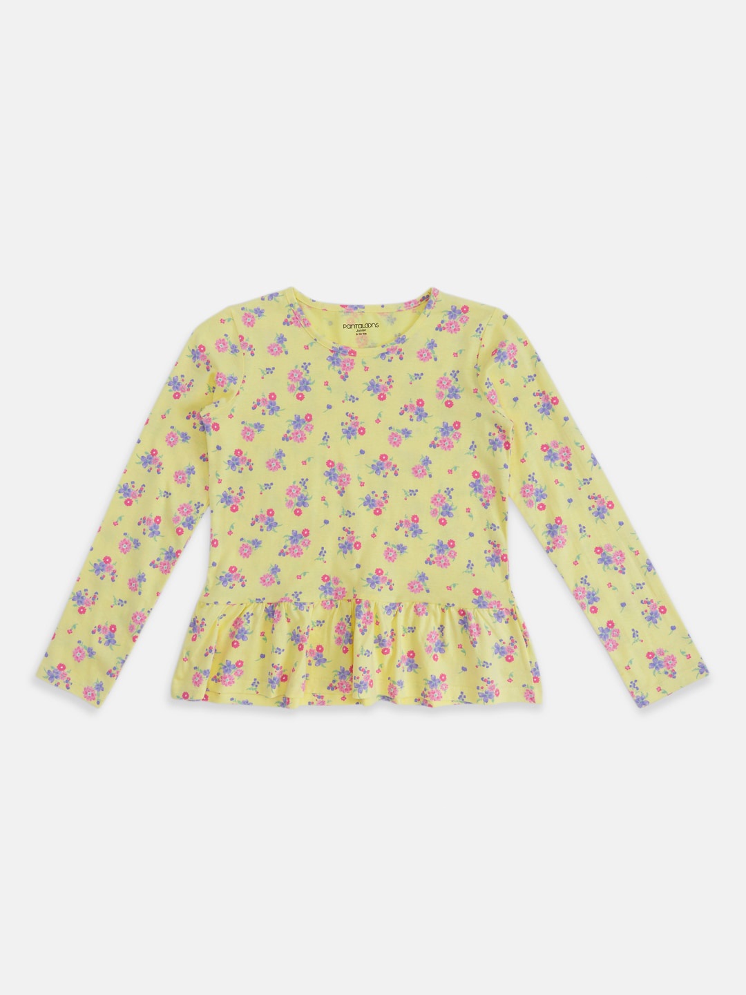 

Pantaloons Junior Floral Printed Pleated Cotton Top, Yellow