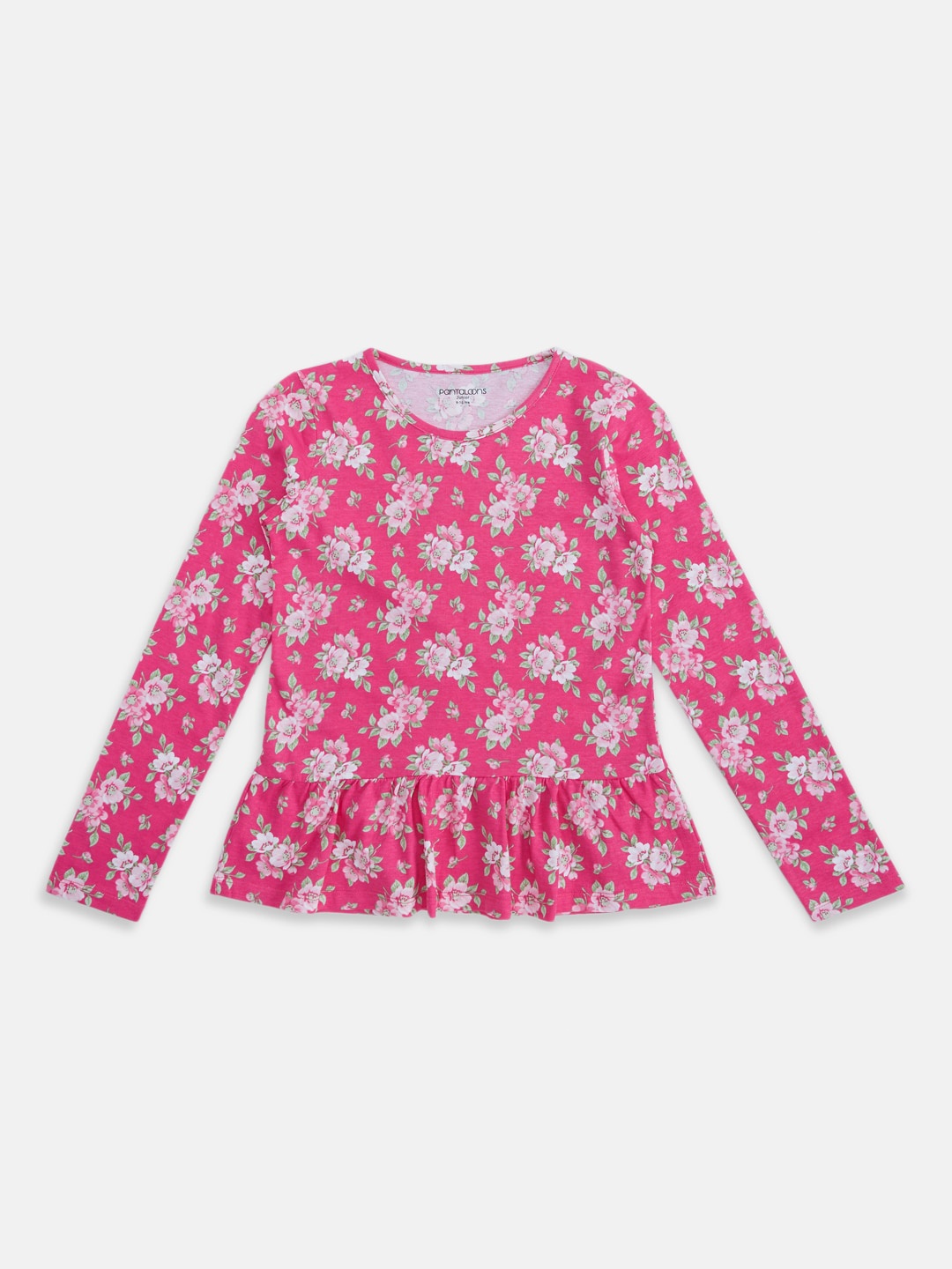 

Pantaloons Junior Girls Floral Print Peplum Top, Pink