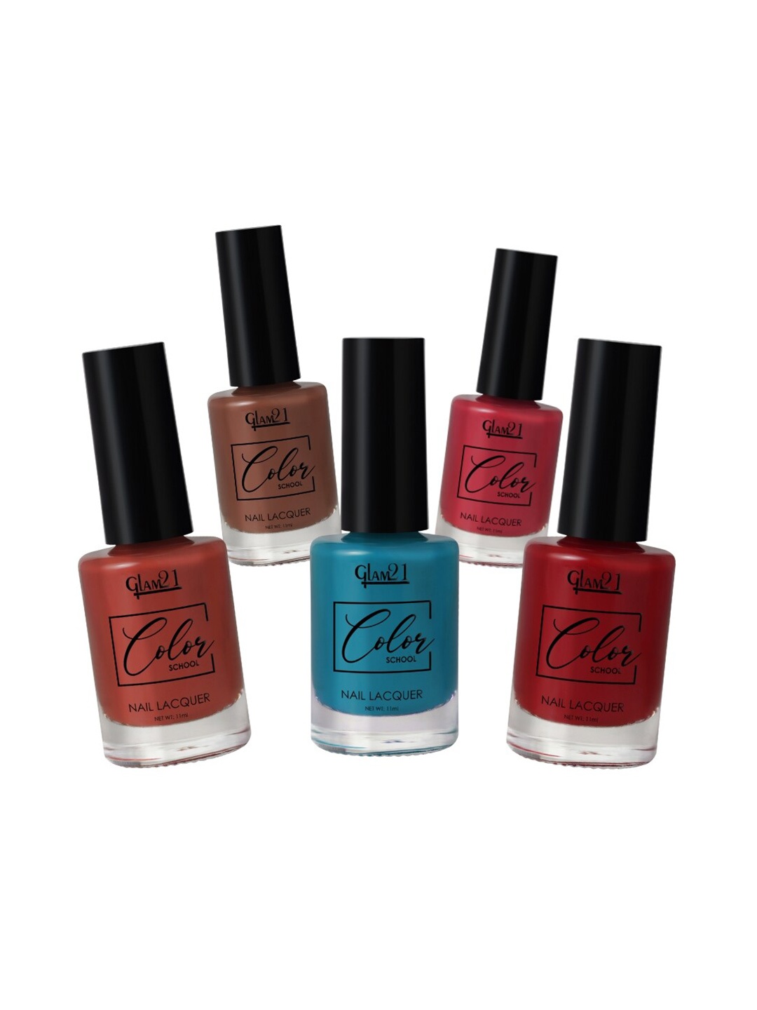 

GLAM21 Color School Set Of 5 Long Lasting Nail Polish 11 ml Each, Red