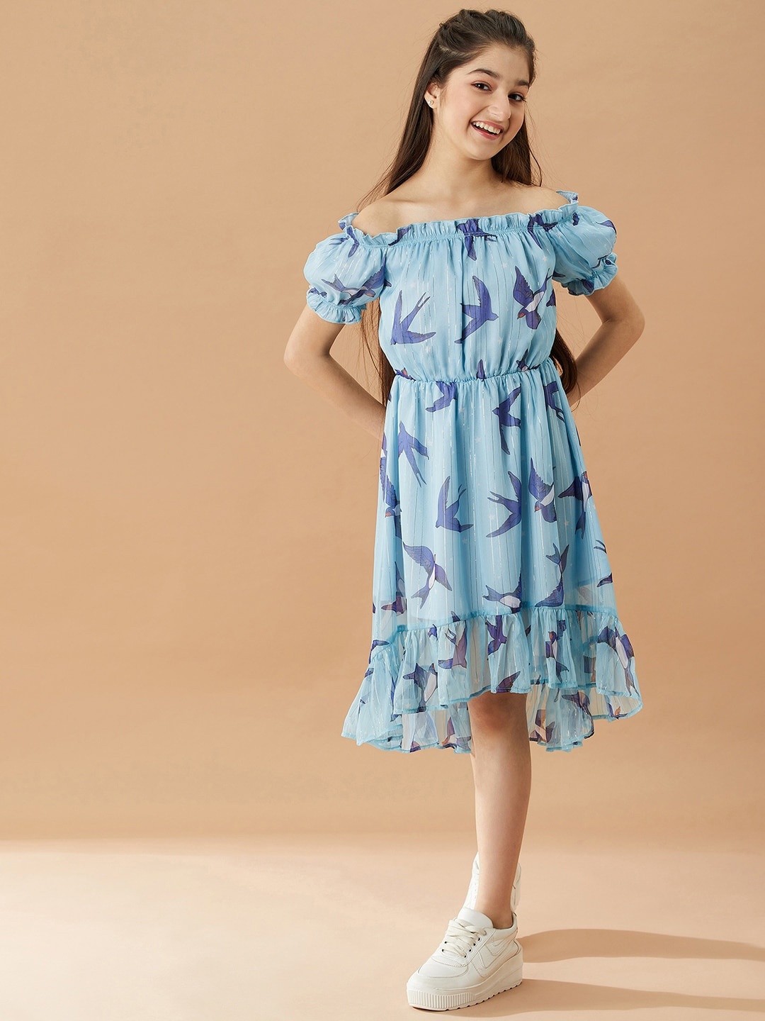 

pspeaches Girls Off-Shoulder Chiffon Dress, Blue