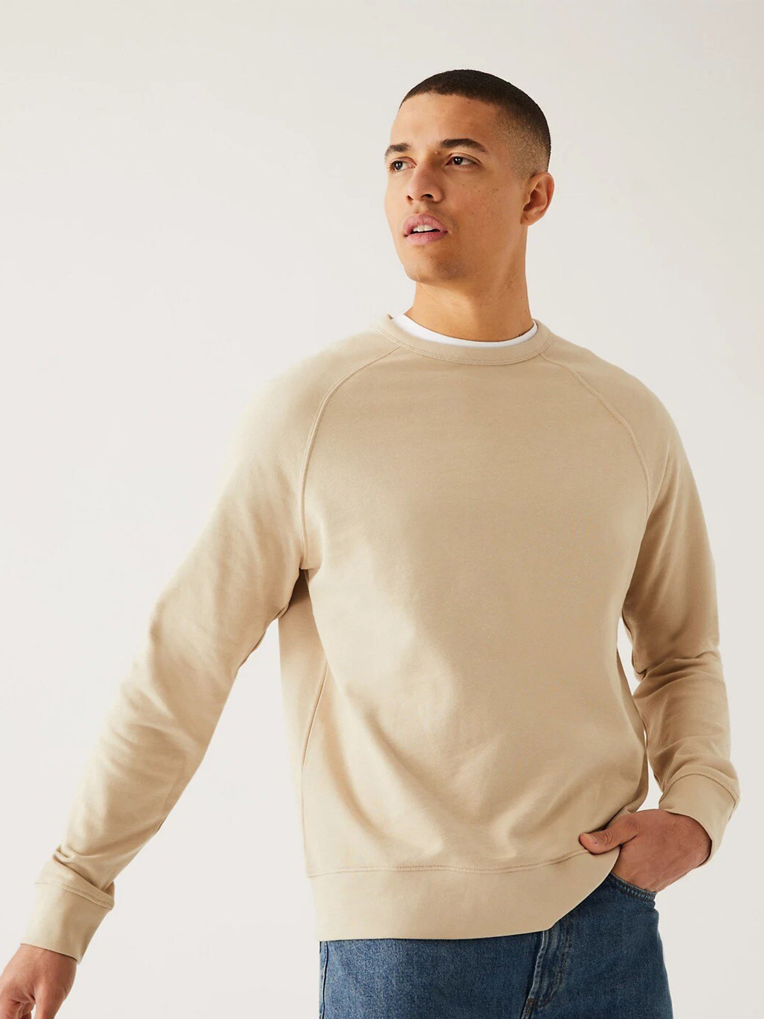 

Marks & Spencer Men Pure Cotton Pullover Sweatshirt, Beige