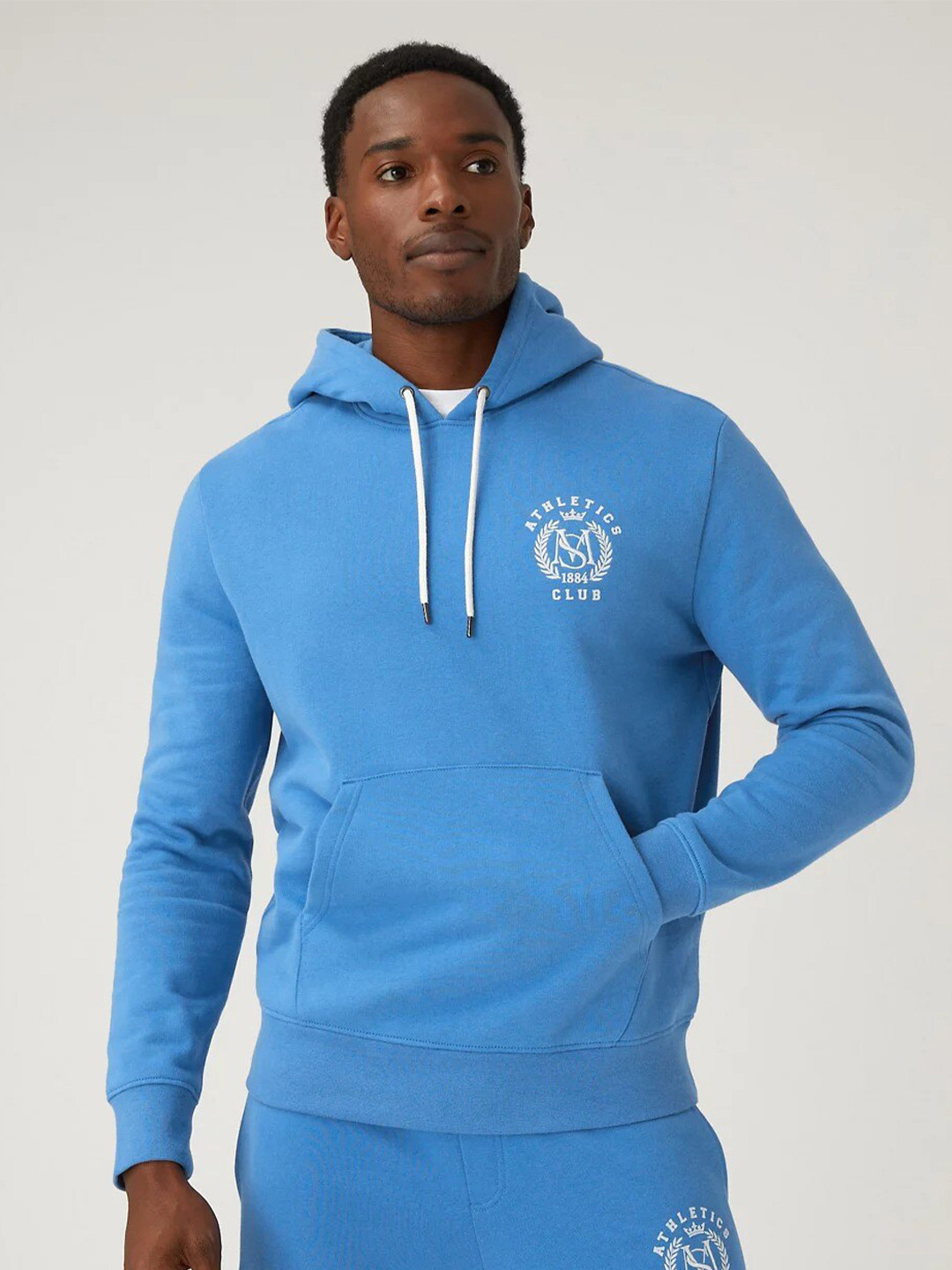 

Marks & Spencer Men Hooded Pure Cotton Pullover Sweatshirt, Blue