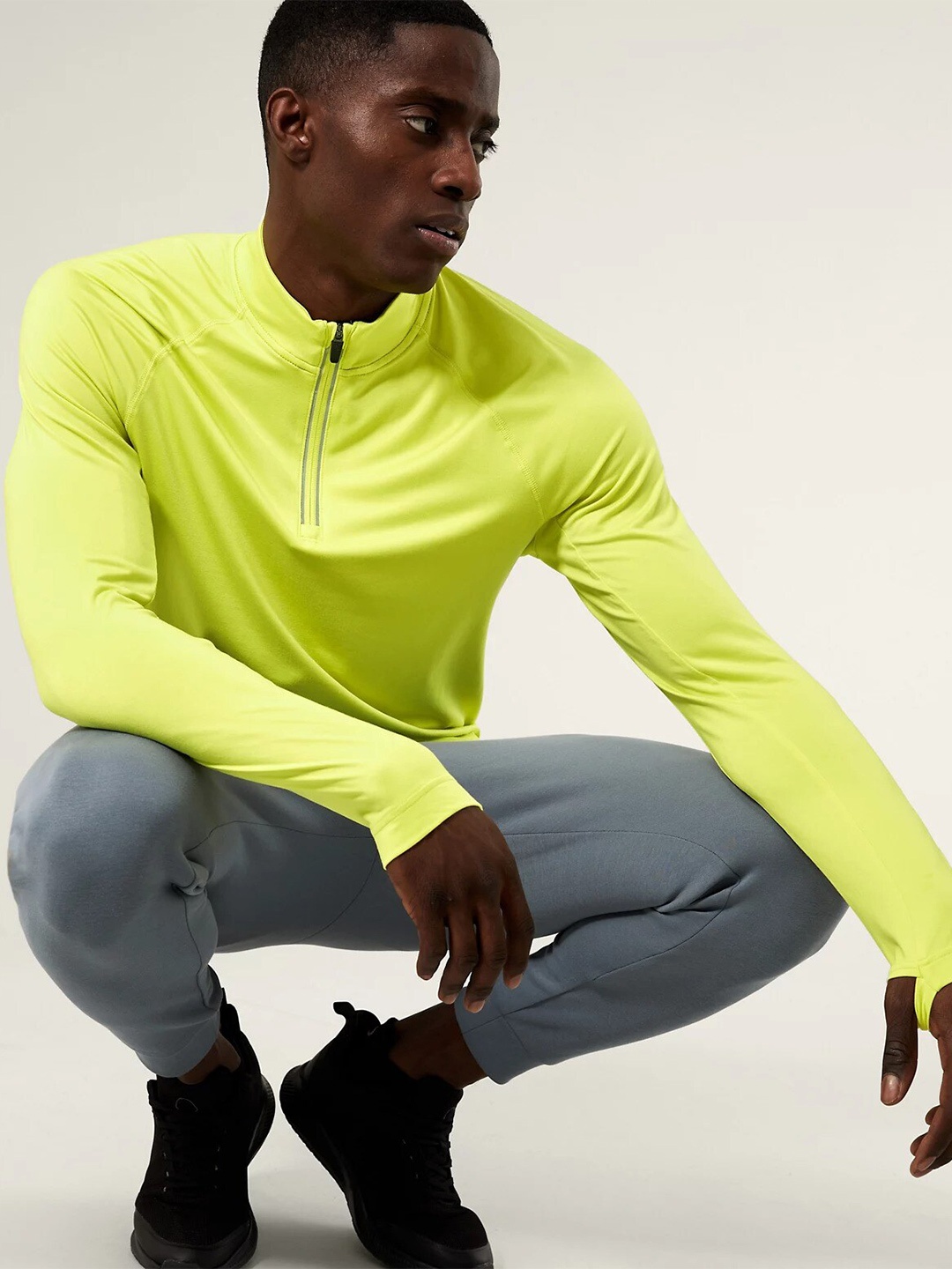 

Marks & Spencer Men Half Zipper Pullover Sweatshirt, Lime green