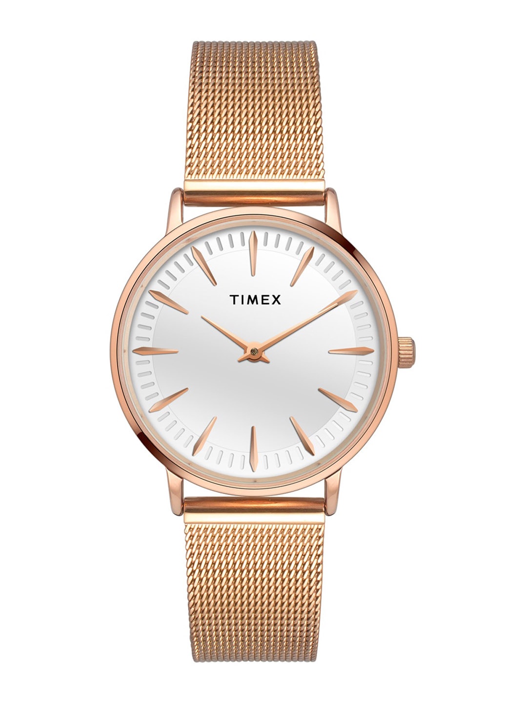 

Timex Women Brass Dial & Stainless Steel Bracelet Style Straps Analogue Watch TWEL15606, White