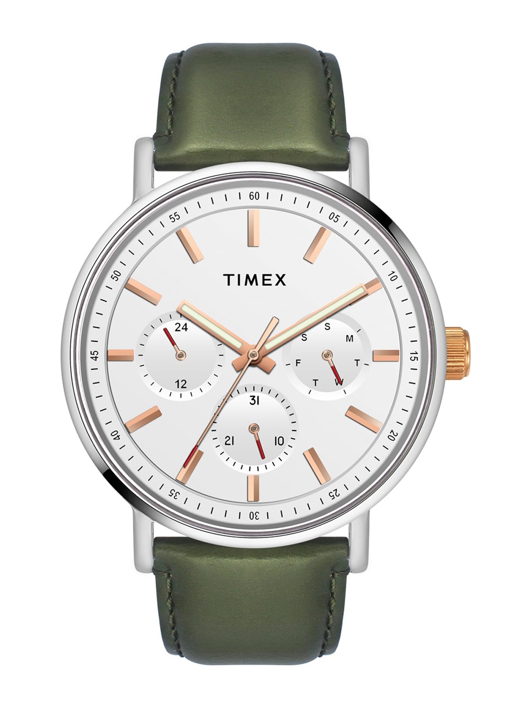 

Timex Men Brass Dial & Leather Straps Analogue Watch TWEG20015, White