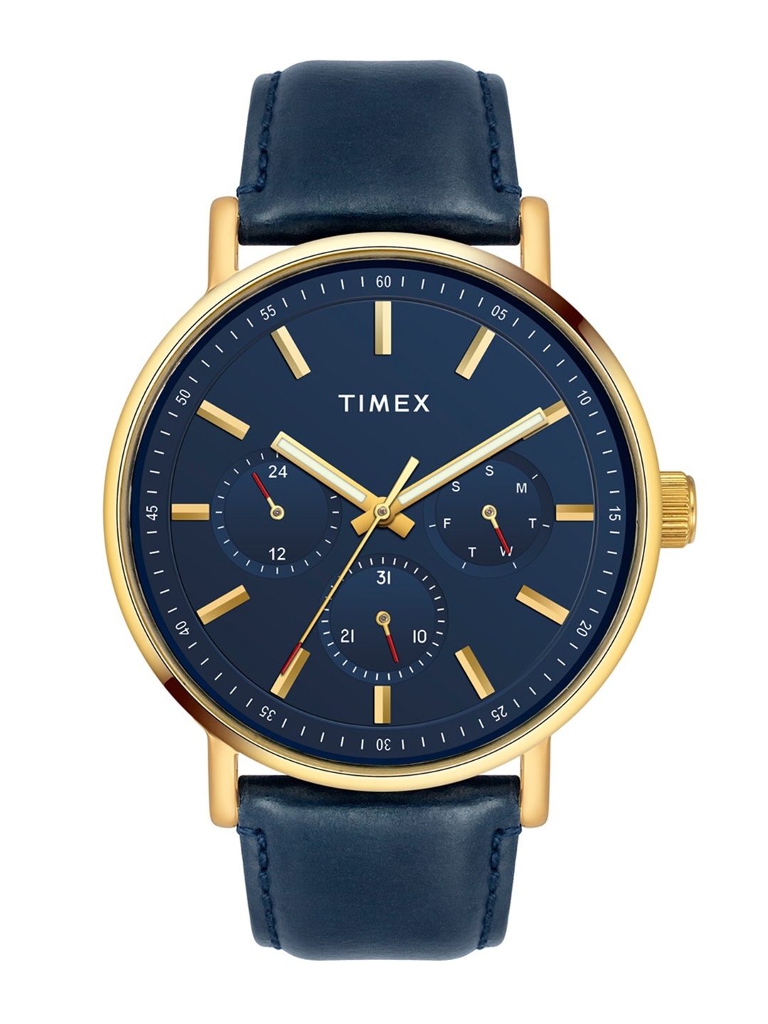 

Timex Men Brass Dial & Leather Straps Analogue Watch TWEG20016, Blue