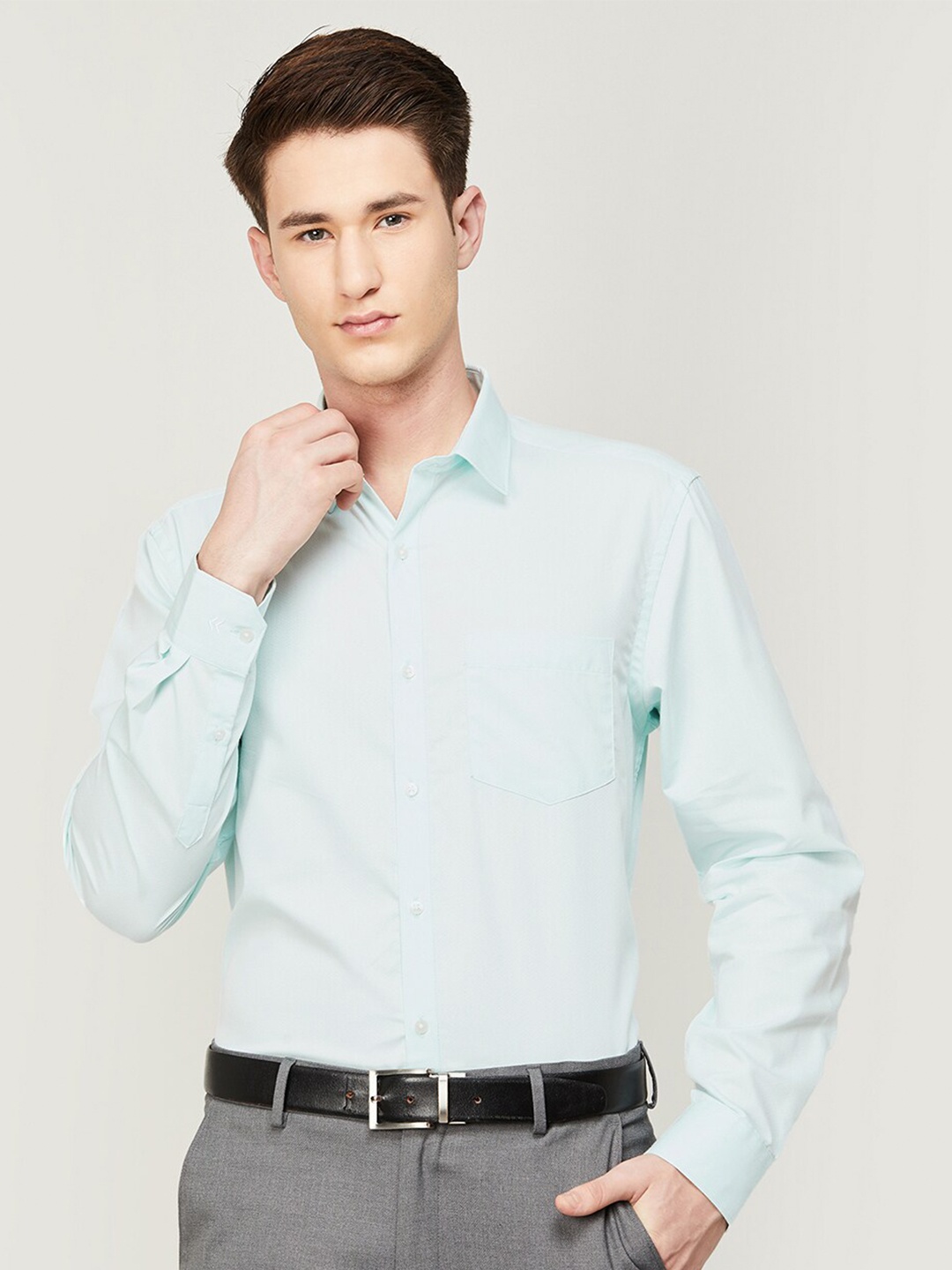

CODE by Lifestyle Men Self Design Formal Cotton Shirt, Blue