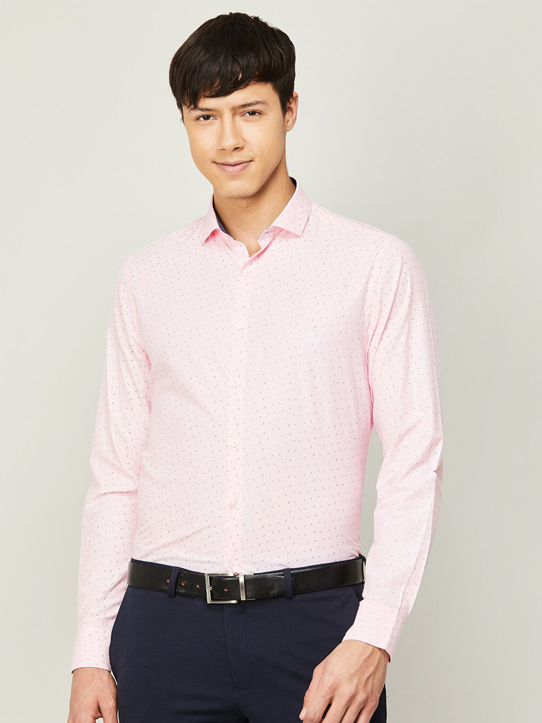 

CODE by Lifestyle Men Slim Fit Printed Formal Cotton Shirt, Pink