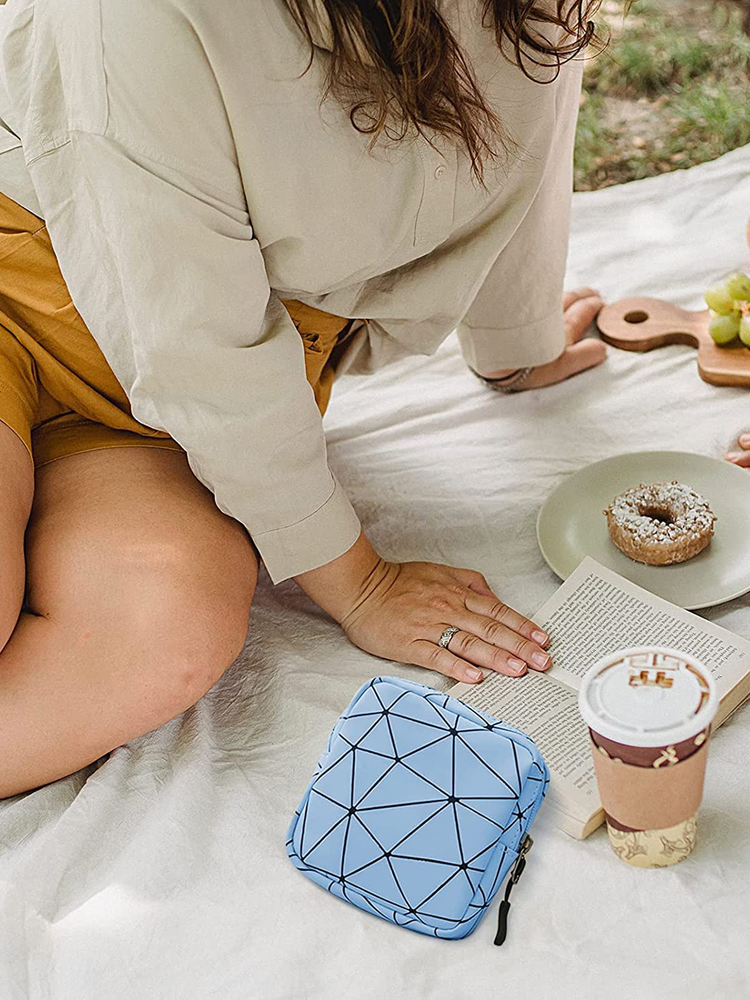 

HOUSE OF QUIRK Blue & Black Printed Waterproof Travel Pouch