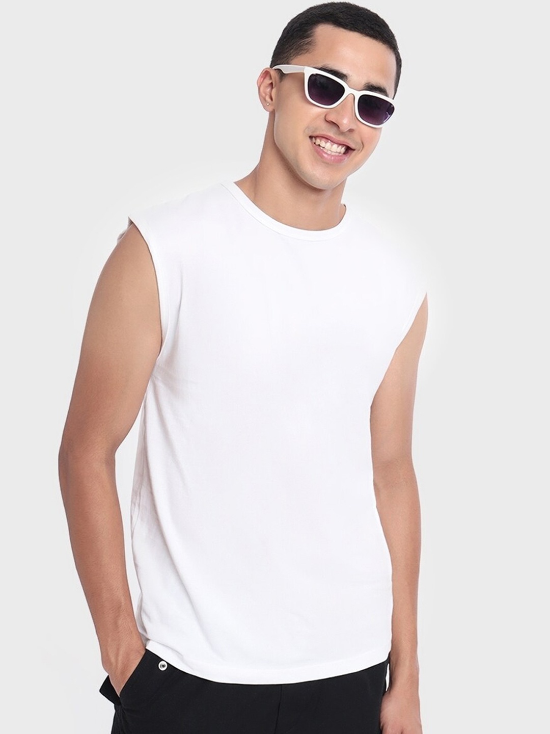 

Bewakoof Men Oversized Cotton Innerwear Vests, White
