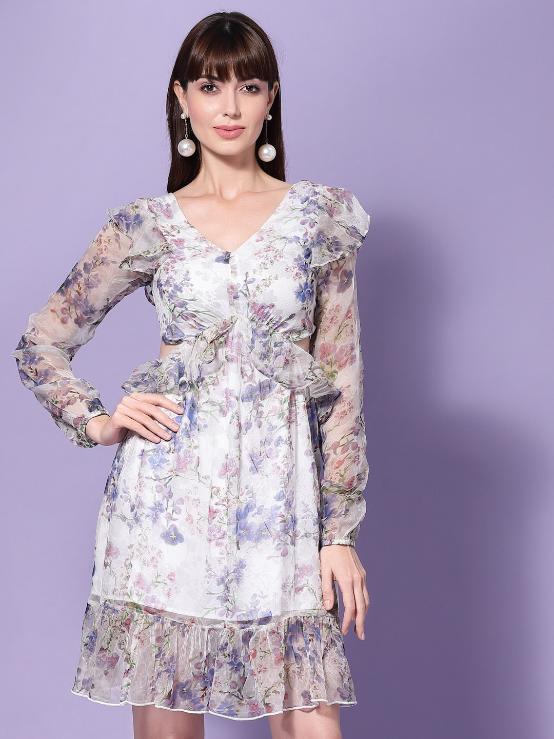

FLAWLESS Floral Printed Cotton Dress, White
