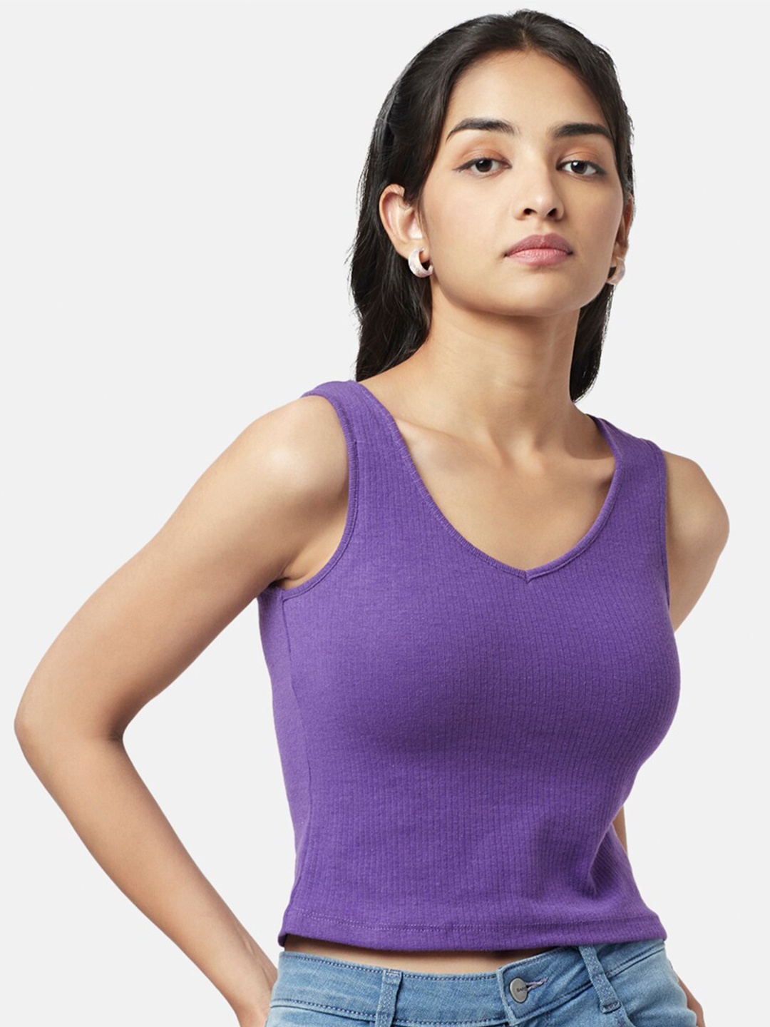 

YU by Pantaloons V-Neck Sleeveless Top, Purple